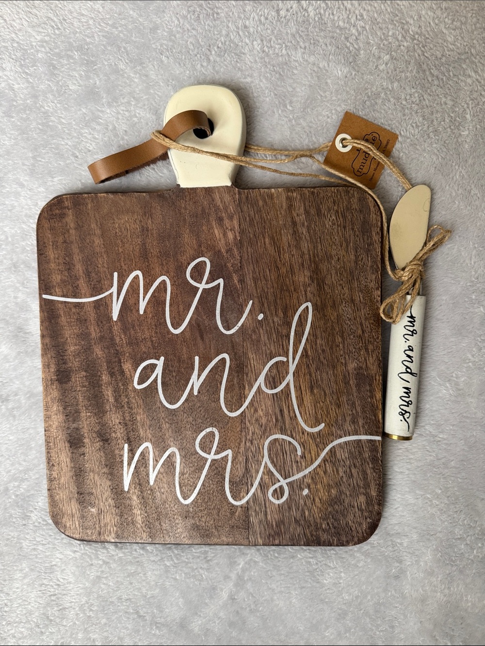 NEW! Mud Pie Cheese Board with Knife Mrs. & Mrs.
